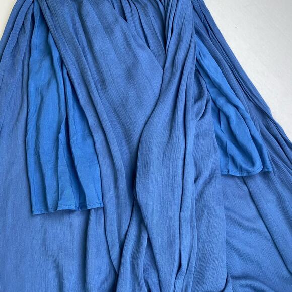 Illa Illa Strappy Macrame Neckline Fitted Waist Sexy Maxi Dress Women L Blue - Picture 10 of 12